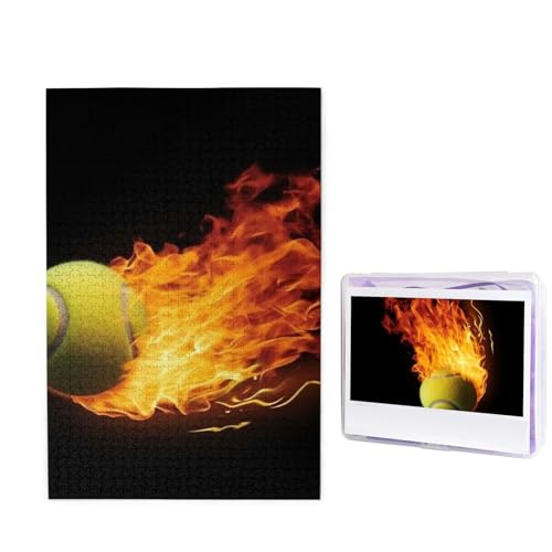 Burning Tennis Pictures Puzzles 1000 Pieces Jigsaw Puzzles Personalized Puzzle Wooden Picture Puzzle for Adults Photo Puzzle Art Wall Hanging Decor for Birthday Wedding Valentine's Day Anniversary von BTCOWZRV