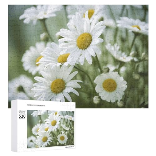 Gänseblümchen Blumenpuzzle Personalisiertes Holzpuzzle 520 Teile Benutzerdefinierte Puzzles Bilderpuzzles Hochzeitspuzzle für Erwachsene Geburtstage Muttertag von BTCOWZRV
