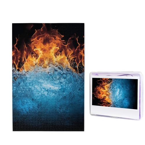 Ice Fire Puzzles 1000 Teile Puzzle Personalisiertes Puzzle Holzbild Puzzle für Erwachsene Foto Puzzle Kunst Wandbehang Dekor für Geburtstag Hochzeit Valentinstag Jahrestag von BTCOWZRV