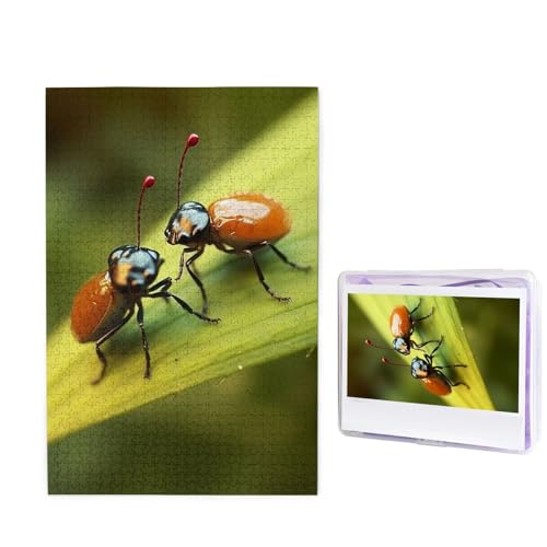 Insekten-Liebes-Puzzle, 1000 Teile, personalisiertes Puzzle, Holzbild, Puzzle für Erwachsene, Fotopuzzle, Kunst, Wandbehang, Dekor für Geburtstag, Hochzeit, Valentinstag, Jahrestag von BTCOWZRV