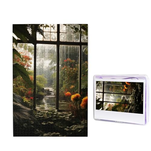 Landschaft im Fenster, Puzzle, 1000 Teile, personalisiertes Puzzle, Holzbild, Puzzle für Erwachsene, Fotopuzzle, Kunst, Wandbehang, Dekoration für Geburtstag, Hochzeit, Valentinstag, Jahrestag von BTCOWZRV