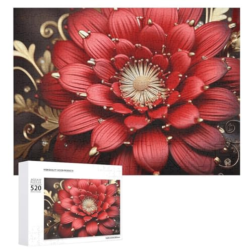 Puzzle mit 520 Teilen: Rot-goldene Blume, Bildpuzzles für Erwachsene, herausforderndes Puzzle, personalisiertes Holzpuzzle, Fotopuzzle, Geschenke, 52,1 x 38,1 cm Puzzle mit 520 Teilen: Rot-goldene Blume, Bildpuzzles für Erwachsene, herausforderndes Puzzle, personalisiertes Holzpuzzle, Fotopuzzle, Geschenke, 52,1 x 38,1 cm von BTCOWZRV