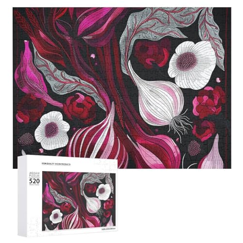 Rüben und Zwiebeln Puzzle Personalisiertes Holzpuzzle 520 Teile Benutzerdefinierte Puzzles Bilderpuzzles Hochzeitspuzzle für Erwachsene Geburtstage Muttertag von BTCOWZRV