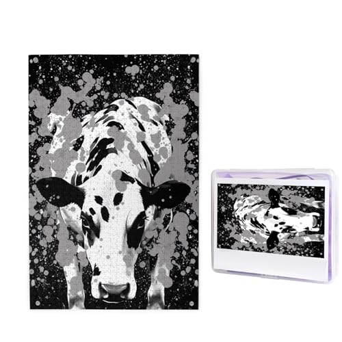 Schwarz-weiße Kuh-Spritz-Puzzle, 1000 Teile, personalisiertes Puzzle, Holzbild, Puzzle für Erwachsene, Fotopuzzle, Kunst, Wandbehang, Dekoration für Geburtstag, Hochzeit, Valentinstag, Jahrestag Schwarz-weiße Kuh-Spritz-Puzzle, 1000 Teile, personalisiertes Puzzle, Holzbild, Puzzle für Erwachsene, Fotopuzzle, Kunst, Wandbehang, Dekoration für Geburtstag, Hochzeit, Valentinstag, Jahrestag von BTCOWZRV