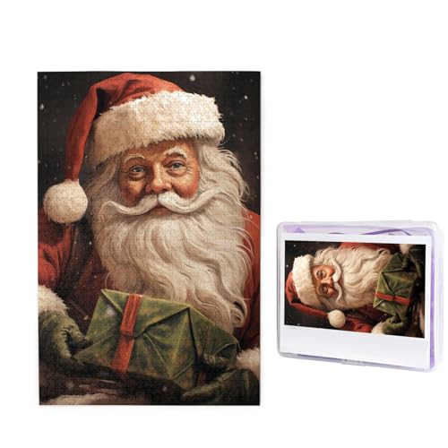 Weihnachtsmann mit Box Puzzles 1000 Teile Puzzle Personalisiertes Puzzle Holzbild Puzzle für Erwachsene Foto Puzzle Kunst Wandbehang Dekor für Geburtstag Hochzeit Valentinstag Jahrestag von BTCOWZRV