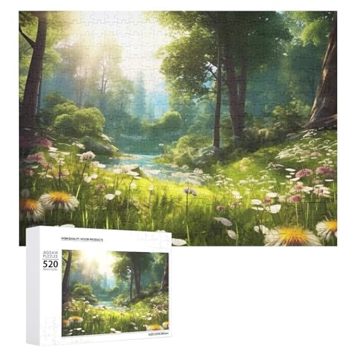 Woodland Land Blumenpuzzle Personalisiertes Holzpuzzle 520 Teile Benutzerdefinierte Puzzles Bilderpuzzles Hochzeitspuzzle für Erwachsene Geburtstage Muttertag von BTCOWZRV