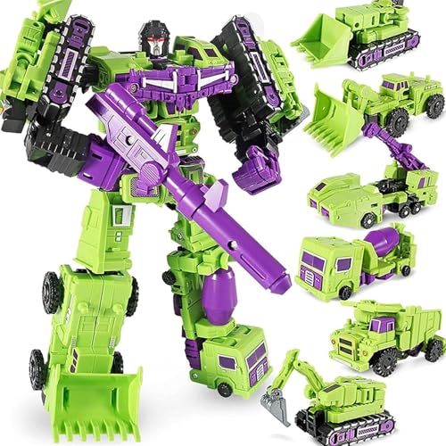 Transform Spielzeug, 6-in-1 Kombination Engineering Fahrzeug Aktion Puppe Kombination Auto Modell, LKW Lader, Kinder Jungen von BTChing