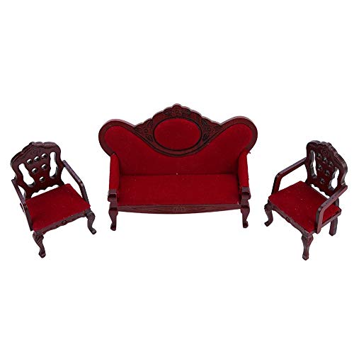 Puppenhaus Miniaturen - 1:12 Möbel Lebensechte Sofa, Wohnzimmer Rot Holz für Kinderheim Puppenhaus Miniaturen - 1:12 Möbel Lebensechte Sofa, Wohnzimmer Rot Holz für Kinderheim von BTER