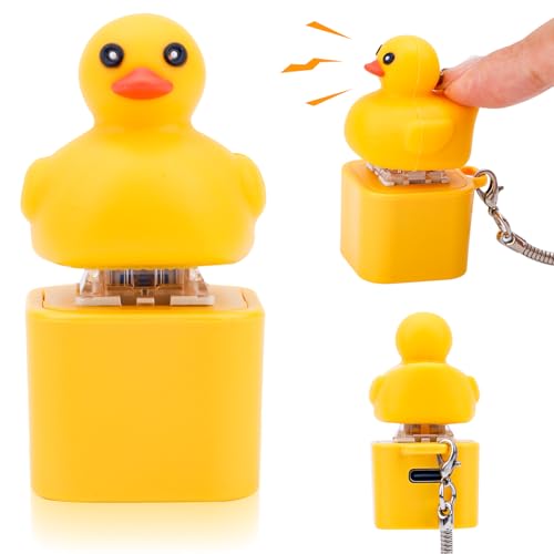 BTFO Enten-Zappel-Schlüsselanhänger, Wiederaufladbarer Quakender Enten Schlüsselanhänger Tragbarer Lustiger Finger-Zappel-Enten-Quak-Knopf-Schlüsselanhänger Tastatur-Tastenkappen zur Entspannung von BTFO