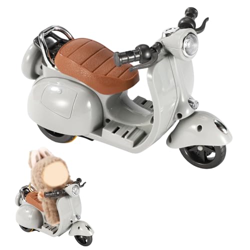 BTFO Puppen Scooter-Spielzeug mit Lichtern und Musik, Drehbar interaktives Modell-Spielzeugfahrzeug Spaß Desktop-Dekor für Puppensammler (Grau) von BTFO