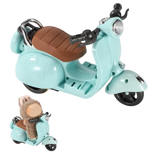 Puppen Scooter-Spielzeug mit Lichtern und Musik, Drehbar interaktives Modell-Spielzeugfahrzeug Spaß Desktop-Dekor für Puppensammler (Blau) von BTFO