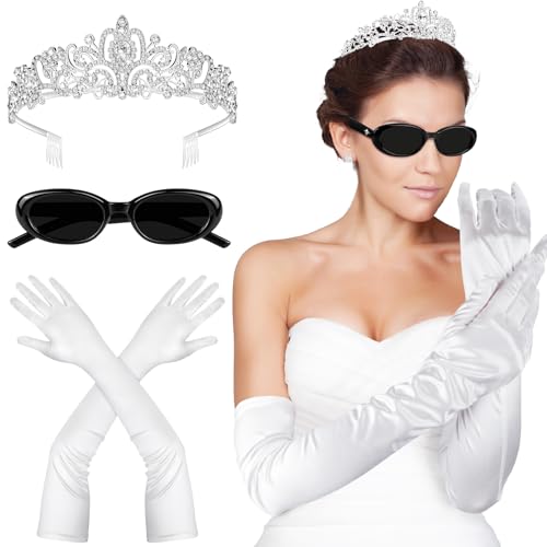 BTHRORO Prinzessin Kostüme Zubehör Set Damen Mädchen, Tiara Krone Kristall mit Kamm Sonnenbrille Weiße Lange Handschuhe Prinzessin Diaries Kostüm für Fasching Karneval Hochzeit Prom Geburtstagsfeier BTHRORO Prinzessin Kostüme Zubehör Set Damen Mädchen, Tiara Krone Kristall mit Kamm Sonnenbrille Weiße Lange Handschuhe Prinzessin Diaries Kostüm für Fasching Karneval Hochzeit Prom Geburtstagsfeier von BTHRORO