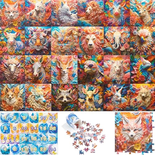 3D-Visualisierungs-Jigsaw Puzzle für Erwachsene und Kinder, 24 Tierformen, 1008 Teile von BTLIN