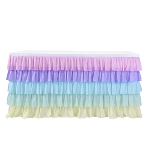 BTYQKZVPM Tischrock-Dekoration, Chiffon-Tischrock for Partys, Hochzeiten und Kuchentische, Mehrfarbig, mehrere Größen(Colour 1,14ft) von BTYQKZVPM