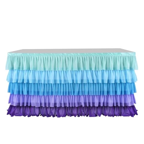 BTYQKZVPM Tischrock-Dekoration, Chiffon-Tischrock for Partys, Hochzeiten und Kuchentische, Mehrfarbig, mehrere Größen(Colour 2,9ft) von BTYQKZVPM