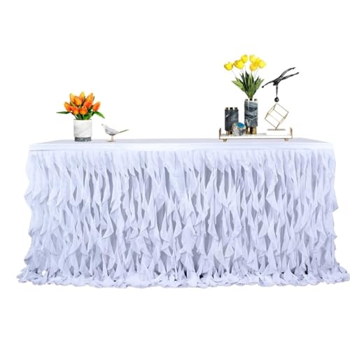 BTYQKZVPM Tischrock-Dekoration, Curly Willow Tüll Rüschen Rechteck Tischrock Mehrere Größen Multicolor(Color 1,L6(ft) x H30in) von BTYQKZVPM