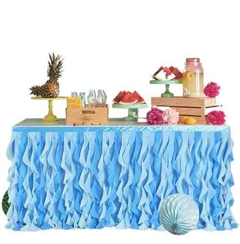 BTYQKZVPM Tischrock-Dekoration, Curly Willow Tüll Rüschen Rechteck Tischrock Mehrere Größen Multicolor(Color 4,L6(ft) x H30in) von BTYQKZVPM
