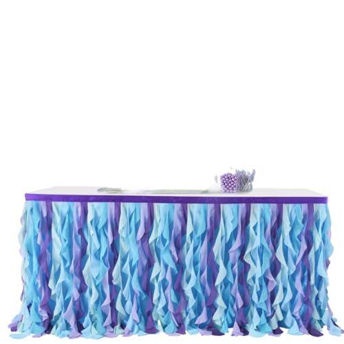 BTYQKZVPM Tischrock-Dekoration, Curly Willow Tüll Rüschen Rechteck Tischrock Mehrere Größen Multicolor(Color 5,L6(ft) x H30in) von BTYQKZVPM