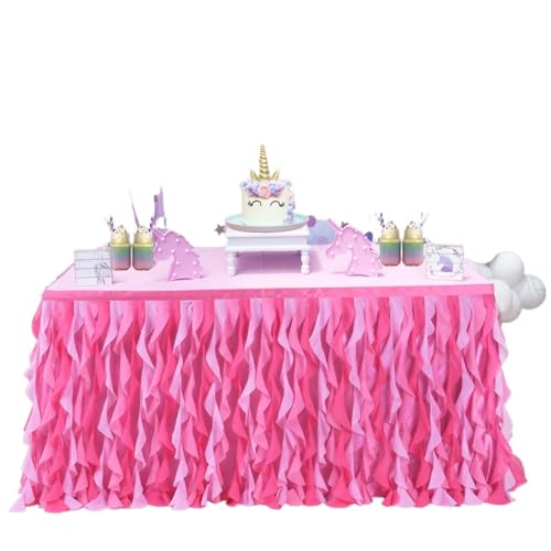 BTYQKZVPM Tischrock-Dekoration, Curly Willow Tüll Rüschen Rechteck Tischrock Mehrere Größen Multicolor(Color 6,L6(ft) x H30in) von BTYQKZVPM
