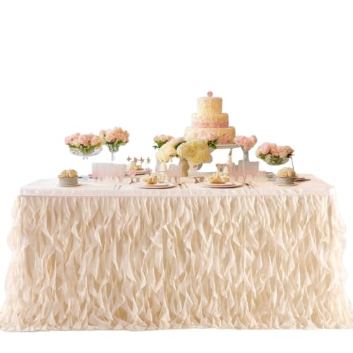 BTYQKZVPM Tischrock-Dekoration, Curly Willow Tüll Rüschen Rechteck Tischrock Mehrere Größen Multicolor(Color 8,L6(ft) x H30in) von BTYQKZVPM