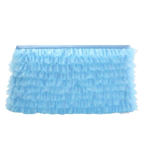BTYQKZVPM Tischrock-Dekoration, Party-Tischröcke for rechteckige/runde Tische, 1,8 m/2,7 m, Mehrfarbig(Blue,9FT 77X275CM) von BTYQKZVPM