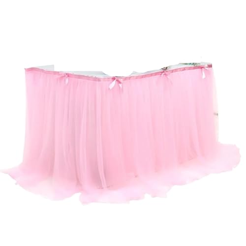 BTYQKZVPM Tischrock-Dekoration, Polyester Party Tischrock Plissee mit Tüll Party Dekorationen Multicolor 190x76cm(Pink) von BTYQKZVPM