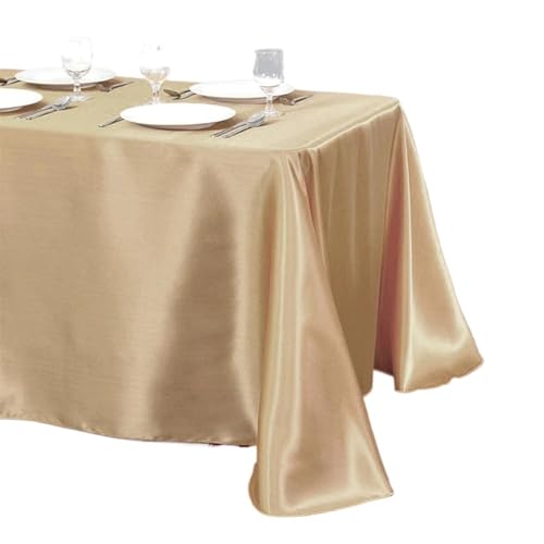 BTYQKZVPM Tischrock-Dekoration, Rechteckige Satin-Tischdecke for Hochzeitsfeiern in Mehreren Farben, mehrere Größen(Champagne,94.5 x 57.1 inch (Square)) von BTYQKZVPM