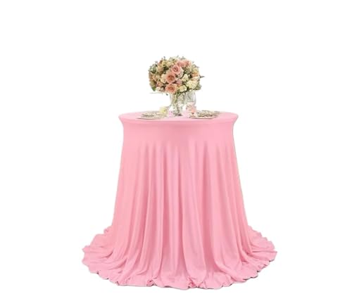 BTYQKZVPM Tischrock-Dekoration, Runde Cocktail-Tischdecke, Mehrfarbig, mehrere Größen(Pink,60x110CM) von BTYQKZVPM