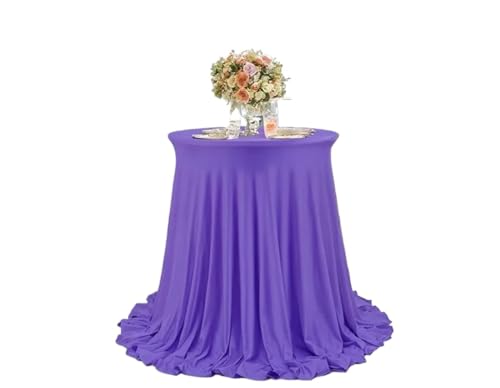 BTYQKZVPM Tischrock-Dekoration, Runde Cocktail-Tischdecke, Mehrfarbig, mehrere Größen(Purple,60x110CM) von BTYQKZVPM