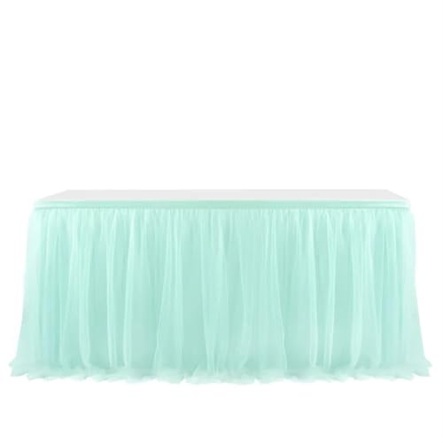 BTYQKZVPM Tischrock-Dekoration, Tischröcke for Hochzeitsfeiern, Satin, Mehrfarbig, 1,8 m, 2,7, 3,0, 4(Mint Green,14FT(427cmx77cm)) von BTYQKZVPM