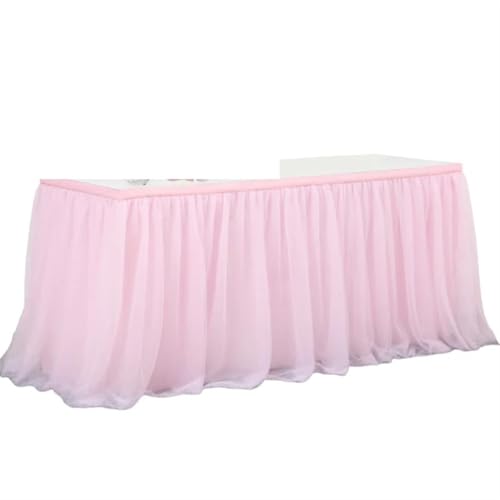 BTYQKZVPM Tischrock-Dekoration, Tischröcke for Hochzeitsfeiern, Satin, Mehrfarbig, 1,8 m, 2,7, 3,0, 4(Pink,6FT(183cmx77cm)) von BTYQKZVPM