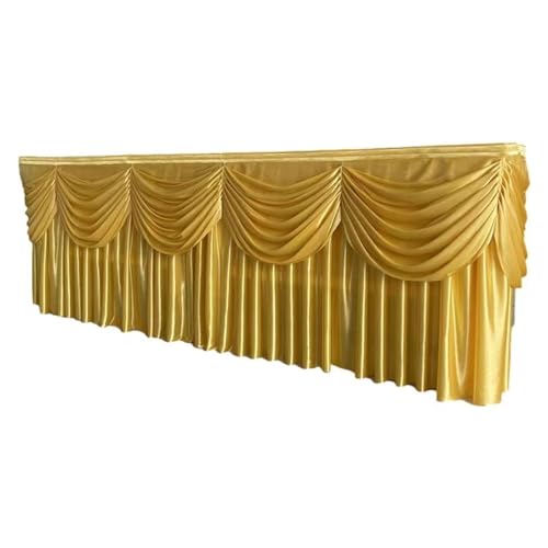BTYQKZVPM Tischrock-Dekoration, Transparenter Selbstklebender Tischrock aus Eisseide, Mehrfarbig, mehrere Größen(Gold,12ft L x 29.5inch H) von BTYQKZVPM