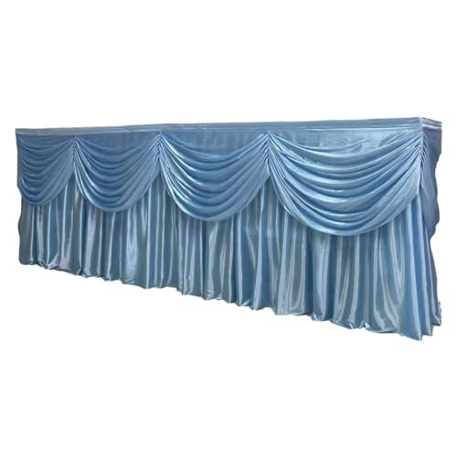BTYQKZVPM Tischrock-Dekoration, Transparenter Selbstklebender Tischrock aus Eisseide, Mehrfarbig, mehrere Größen(Light Blue,15ft L x 29.5inch H) von BTYQKZVPM