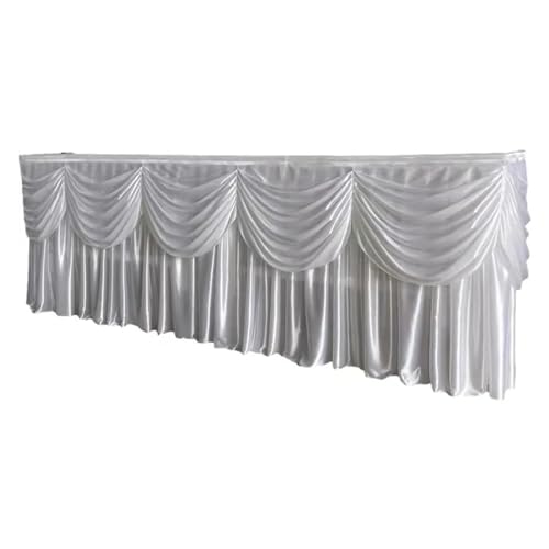 BTYQKZVPM Tischrock-Dekoration, Transparenter Selbstklebender Tischrock aus Eisseide, Mehrfarbig, mehrere Größen(White,15ft L x 29.5inch H) von BTYQKZVPM