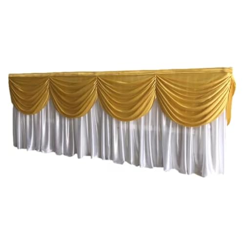 BTYQKZVPM Tischrock-Dekoration, Transparenter Selbstklebender Tischrock aus Eisseide, Mehrfarbig, mehrere Größen(White Gold,15ft L x 29.5inch H) von BTYQKZVPM