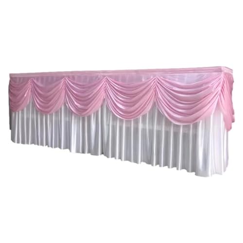 BTYQKZVPM Tischrock-Dekoration, Transparenter Selbstklebender Tischrock aus Eisseide, Mehrfarbig, mehrere Größen(White Pink,15ft L x 29.5inch H) von BTYQKZVPM