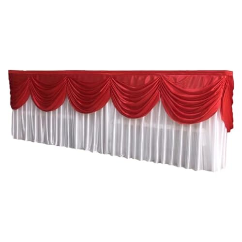 BTYQKZVPM Tischrock-Dekoration, Transparenter Selbstklebender Tischrock aus Eisseide, Mehrfarbig, mehrere Größen(White Red,15ft L x 29.5inch H) von BTYQKZVPM