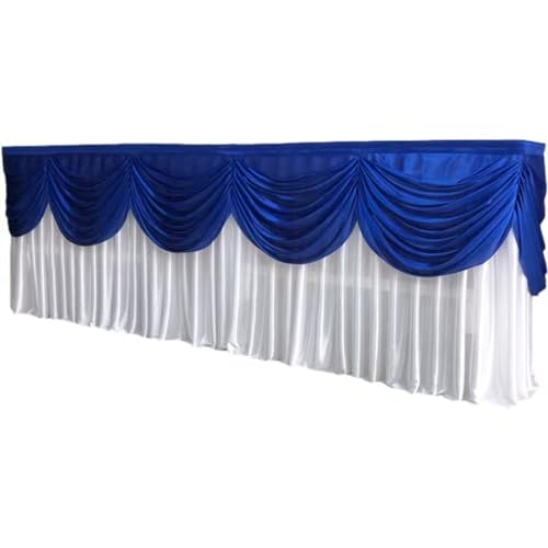BTYQKZVPM Tischrock-Dekoration, Transparenter Selbstklebender Tischrock aus Eisseide, Mehrfarbig, mehrere Größen(White Royal Blue,10ft L x 29.5inch H) von BTYQKZVPM