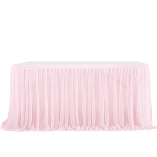 BTYQKZVPM Tischrock-Dekoration, Tüll Party Tisch Rock Abdeckung for Geburtstage Hochzeiten Veranstaltungen Multicolor Mehrere Größen(Light Pink,9FT (275x77cm)) von BTYQKZVPM