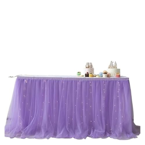 BTYQKZVPM Tischrock-Dekoration, Tüll-Tischrock for Veranstaltungen, Mehrfarbig, 1,8 m, 2,7, 3(Color 03,6FT(183cmx77cm)) von BTYQKZVPM