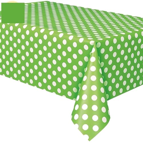 BTYQKZVPM Tischrock-Dekoration, wasserdichte Tischdecke aus Kunststoff mit Punktemuster for Partys, Mehrfarbig, mehrere Größen(Green,107.9 x 53.9 inch (Square)) von BTYQKZVPM