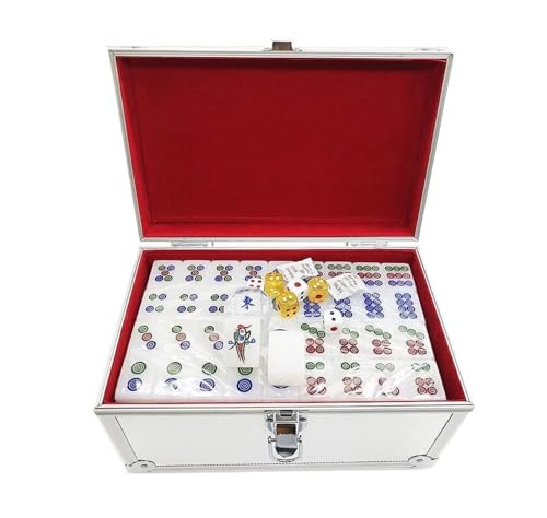 Majong chinesisches traditionelles Spiel, 144 nummerierte MahJong Tischspiele in Aluminium Aufbewahrungsbox für chinesische Mah Jong(38mm) von BTYQKZVPM