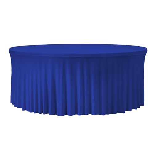 Tischrock-Dekoration, Runde Tischdecke, Stretch-Spandex, Spannbezug, elastischer Rand, knitterfrei, wiederverwendbar, for 60/72 Zoll große Tische, 1er-/2er-/6er-Pack, Blau(Royal Blue,60 Inch-2 Pack) von BTYQKZVPM