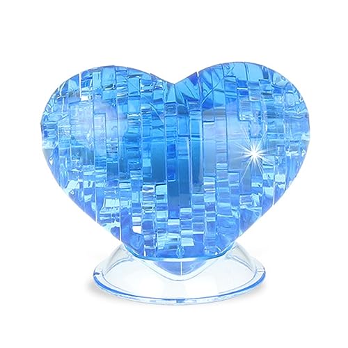 BTYYIHEX 3D-Kristall-Herz-Puzzle, Kristall-Puzzle, Denkspiele für Puzzler ab 16 Jahren, 46 Teile (blau) von BTYYIHEX
