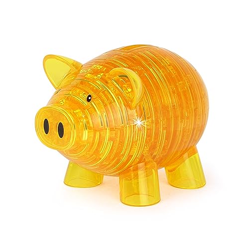 BTYYIHEX 3D-Kristallschwein Puzzle, funktioniert als Sparschwein, Kristall-Puzzle-Denkspiele für Puzzler ab 16 Jahren, 94 Teile (gelb) von BTYYIHEX