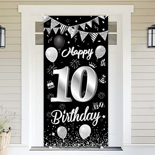 BTZO 10. Geburtstag Banner Schwarz Silber, Deko für Geburtstagsfeier Jungen Mädchen, Poster Hintergrund für Party Geburtstagsdeko BTZO 10. Geburtstag Banner Schwarz Silber, Deko für Geburtstagsfeier Jungen Mädchen, Poster Hintergrund für Party Geburtstagsdeko von BTZO