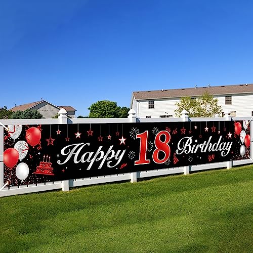 BTZO 18. Geburtstagsfeier Dekorationen Banner - Rot Schwarz, Deko Hintergrund Lange Größe Für Mädchen Und Jungen Party Geburtstagdeko BTZO 18. Geburtstagsfeier Dekorationen Banner - Rot Schwarz, Deko Hintergrund Lange Größe Für Mädchen Und Jungen Party Geburtstagdeko von BTZO