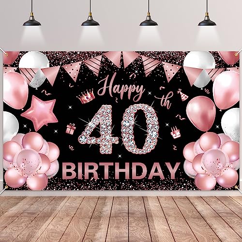 40.Geburtstag Banner Roségold Schwarz,BTZO 40.Geburtstagsbanner,Deko 40 Geburtstag Dekoration Banner Hintergrund für 40 Frauen und Männer Geburtstagsfeier Deko 40.Geburtstag Banner Roségold Schwarz,BTZO 40.Geburtstagsbanner,Deko 40 Geburtstag Dekoration Banner Hintergrund für 40 Frauen und Männer Geburtstagsfeier Deko von BTZO
