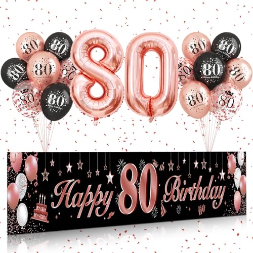80 Geburtstag Deko Roségold Schwarz,BTZO 80 Geburtstag Banner Frauen,80 Geburtstag Hintergrund Banner für 80 Frauen und Männer Geburtstagsfeier Deko 80 Geburtstag Deko Roségold Schwarz,BTZO 80 Geburtstag Banner Frauen,80 Geburtstag Hintergrund Banner für 80 Frauen und Männer Geburtstagsfeier Deko von BTZO