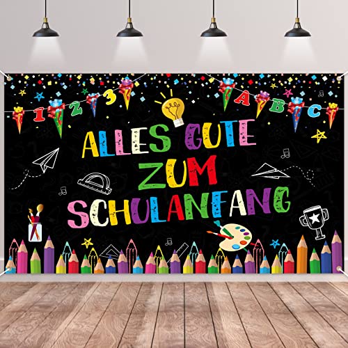 Einschulung Banner Deko,BTZO Alles Gute Zum Schulanfang Banner Schuleinführung Banner Deko Hintergrund Banner Photo Booth für Einschulung Dekoration 185x110cm Einschulung Banner Deko,BTZO Alles Gute Zum Schulanfang Banner Schuleinführung Banner Deko Hintergrund Banner Photo Booth für Einschulung Dekoration 185x110cm von BTZO